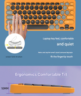 Light Grey Wireless Retro Keyboard and Mouse Set - Compact and Colorful Design