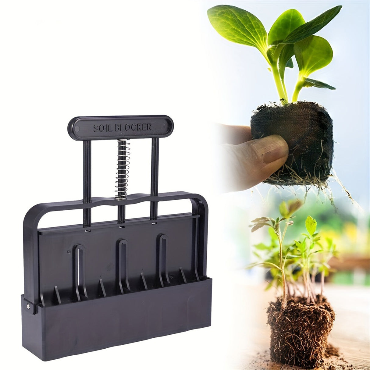 5x5 Soil Block Maker - Durable Handheld Gardening Tool for Seed Starting