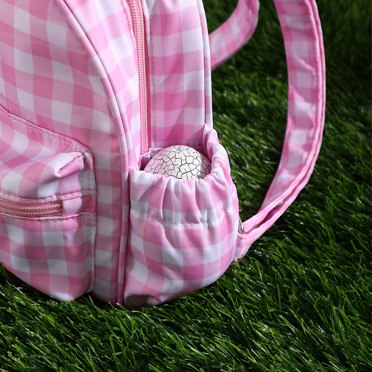 Khaki Kids Bunny Ear Gingham Backpack - Cute Mini Bag for Girls