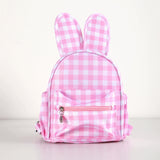 Pink Kids Bunny Ear Gingham Backpack - Cute Mini Bag for Girls