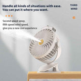 Black Portable Clip-On Mist Fan - Rechargeable Cooling Fan with Adjustable Spray Modes