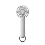 White Mini Handheld Rechargeable Fan - Portable USB-Powered Cooling with Keyring