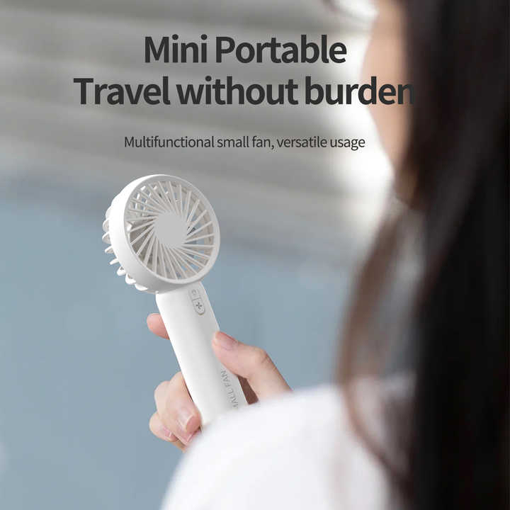 Blue Mini Handheld Rechargeable Fan - Portable USB-Powered Cooling with Keyring