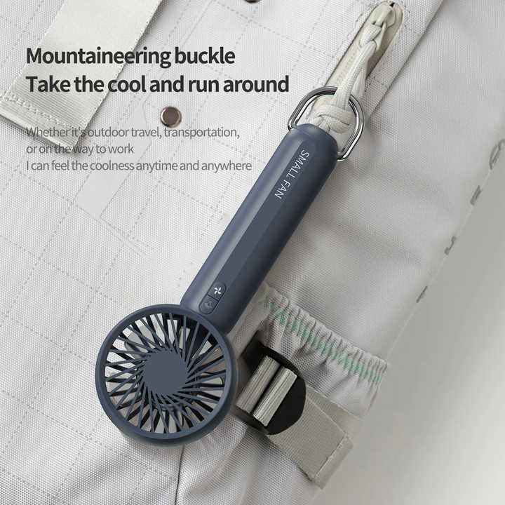 Blue Mini Handheld Rechargeable Fan - Portable USB-Powered Cooling with Keyring