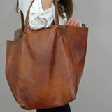 Yellow Classic Large PU Leather Tote Bag with Inner Pouch - Elegant and Functional