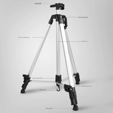 Champagne Lightweight Adjustable Aluminum Camera Tripod with Carry Bag - Professional Photography Stand