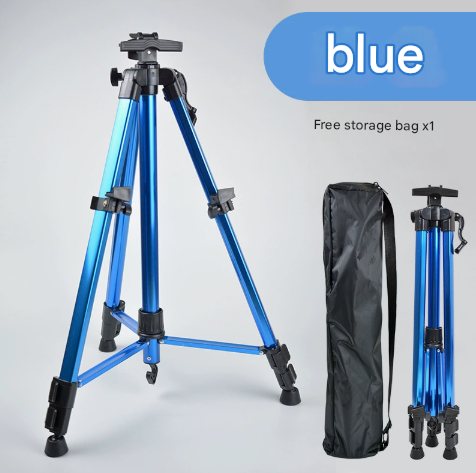 Blue Lightweight Adjustable Aluminum Camera Tripod with Carry Bag - Professional Photography Stand