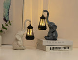 Grey Meditating Elephant Solar Lantern Statue - Decorative Garden Light for Outdoor Spaces