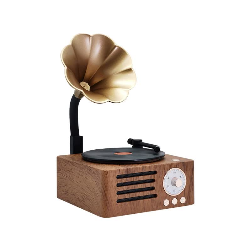 Vintage Gramophone Bluetooth Speaker - Retro Wireless Music Player with Classic Design