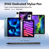 Purple Stylus Pen for iPad (2018 & Later) - Tilt Pressure, Magnetic Attachment, LED Battery Indicator, Type-C Rechargeable