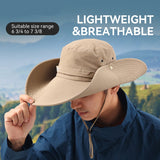 Grey Outdoor UV Protection Wide-Brim Boonie Hat with Mesh Ventilation