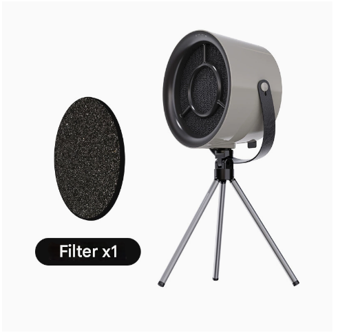 Grey With a Filter Portable Retro-Style Desktop Air Purifier with Tripod Stand