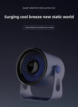 Beige Modern Desktop Fan with Adjustable Angle and Digital Display