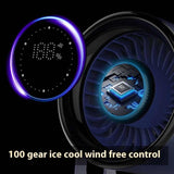 Black Modern Desktop Fan with Adjustable Angle and Digital Display