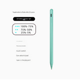 Green Stylus Pen for iPad (2018 & Later) - Tilt Pressure, Magnetic Attachment, LED Battery Indicator, Type-C Rechargeable