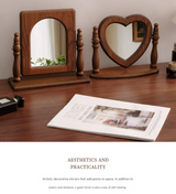 Square Wooden Tabletop Vanity Mirror with Drawer, Elegant Design