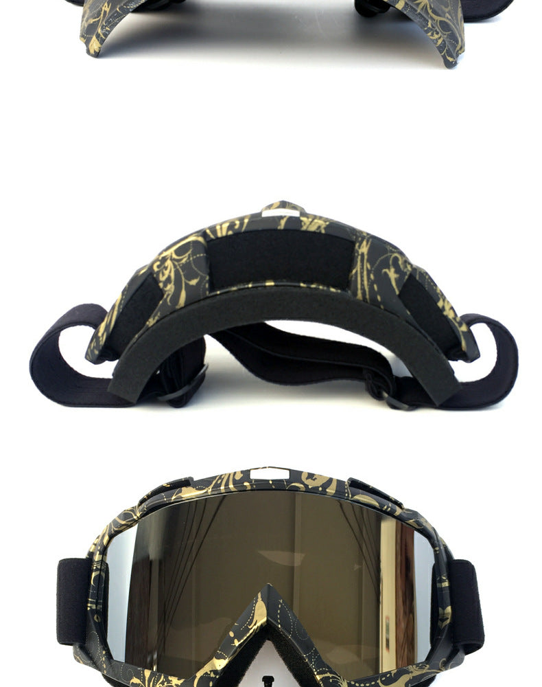 Camouflage Frame Faux Red Flake Sleek Black Full-Face Snow Goggles with Mirror Lens - Ultimate Protection and Comfort