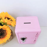 Light Pink Mini Metal Safe Box with Combination Lock and Key - Compact Security Storage