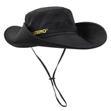 Black Outdoor UV Protection Wide-Brim Boonie Hat with Mesh Ventilation