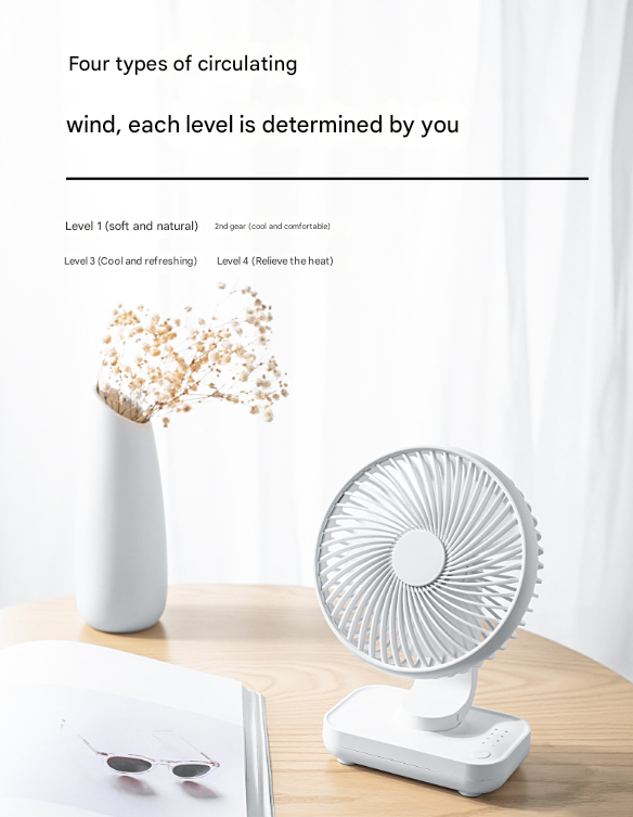 White Portable Mini Fan - Compact, Quiet, and Rechargeable for Personal Cooling