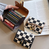 Yellow Stylish Checkered Wallet with Multiple Card Slots - Compact and Practical for Daily Use