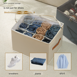 Beige Multi-Compartment Shoe Organizer Storage Box - Space-Saving and Convenient for Closet Organization