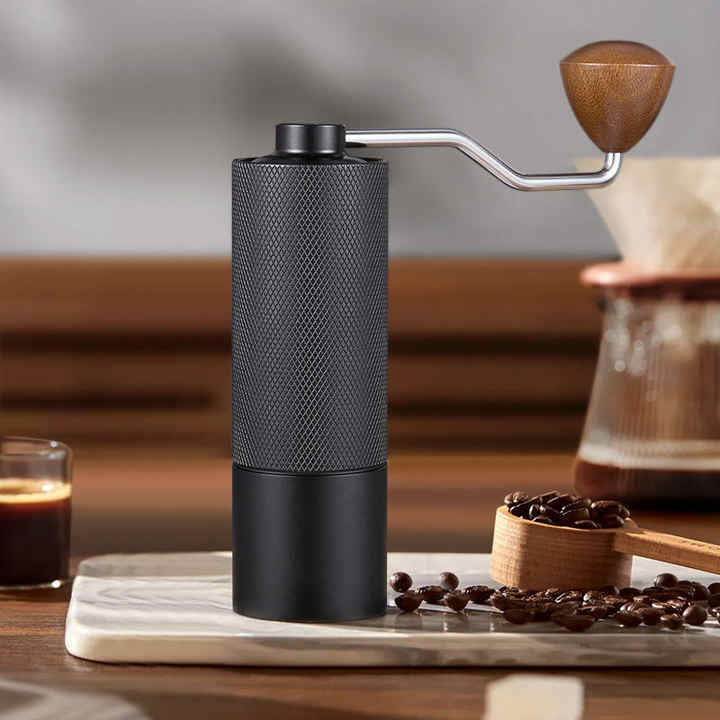 Black Premium Manual Coffee Grinder with Adjustable Ceramic Burr - Compact and Durable for Perfect Coffee Grinding