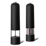 Black Elegant Red Electric Salt and Pepper Grinder - Modern and Compact for Effortless Seasoning