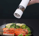 Black Elegant Red Electric Salt and Pepper Grinder - Modern and Compact for Effortless Seasoning