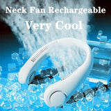 2 PCS Blue Portable Neck Fan - Hands-Free Personal Fan, Quiet and Adjustable, Ideal for Outdoor and Indoor Use