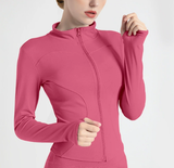 XXL Rose-red High-Stretch Slim Fit Yoga Jacket - Full Zip Workout Sports Jacket for Women