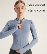 S Black High-Stretch Slim Fit Yoga Jacket - Full Zip Workout Sports Jacket for Women