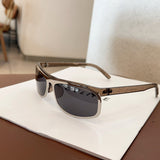 Grey lenses with brown rim Trendy Curved Sunglasses – Cat Eye Design UV Protection Stylish Glare-Blocking Shades