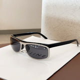 Grey Lenses With Black Edges Trendy Curved Sunglasses - Cat Eye Design UV Protection Stylish Glare-Blocking Shades