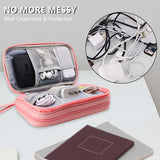 Pink Portable Digital Organizer Bag - Multifunctional Storage for Power Banks, Cables, and Accessories(Photography Props Not Included)