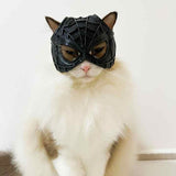 Size S Black DIY 3D Printed Spider-Man Cat Mask - Mini Decorative Half-Face Mask for Pets