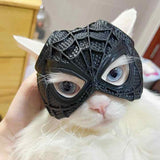 Size S Black And Red Stitching DIY 3D Printed Spider-Man Cat Mask - Mini Decorative Half-Face Mask for Pets