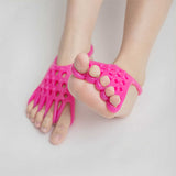 2 Pairs Pink Toe Separator and Foot Stretching Band - Arch Support, Bunion Corrector, and Foot Massage Tool - Side View