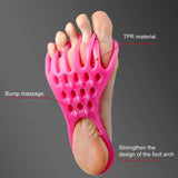 2 Pairs Pink Toe Separator and Foot Stretching Band - Arch Support, Bunion Corrector, and Foot Massage Tool - Top-Down View