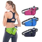 Blue Hydration Running Waist Pack - Waterproof Lightweight Sports Belt with Bottle Holder(Water bottles are filming props, not included) - Front View