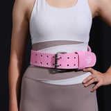 Size S Pink Professional Weightlifting Belt with Sponge Padding for Deep Squat and Deadlift - Men and Women Fitness Support - Front View