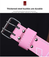 Size S Pink Professional Weightlifting Belt with Sponge Padding for Deep Squat and Deadlift - Men and Women Fitness Support - Close-Up Angle