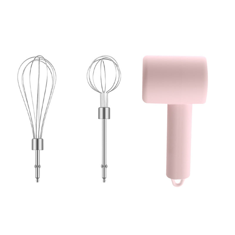 Pink Portable Electric Egg Beater with 3-Speed Adjustment, Dual Whisks, and Type-C Charging