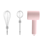 Pink Portable Electric Egg Beater with 3-Speed Adjustment, Dual Whisks, and Type-C Charging