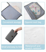 Grey Portable Baby Changing Mat - Waterproof, Foldable, Compact Diaper Pad for Travel & Everyday Use