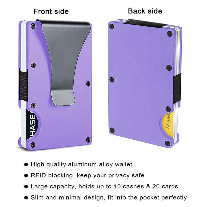 2 Pcs Grey Aluminum Alloy RFID Blocking Wallet - Compact, Lightweight Credit Card Holder and Money Clip