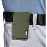 2 Pcs Dark Green Aluminum Alloy RFID Blocking Wallet - Compact, Lightweight Credit Card Holder and Money Clip