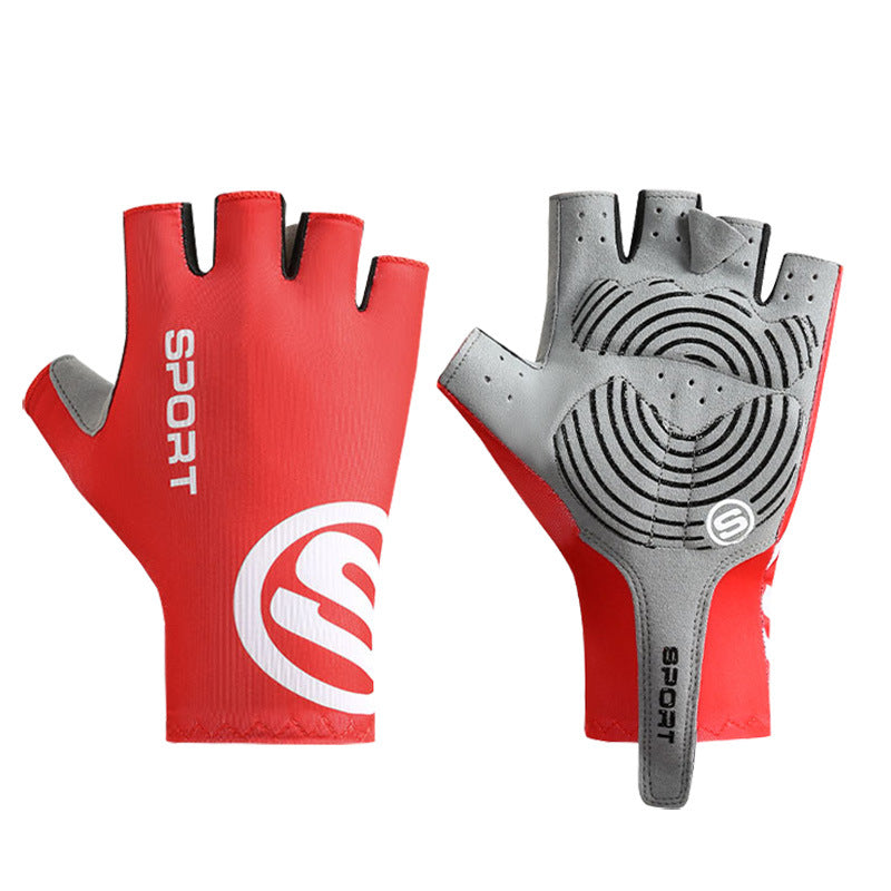 Size XL Red Breathable Half-Finger Cycling Gloves - Anti-Slip, Shockproof, and Durable for Men & Women