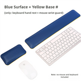 Blue And Yellow (Keyboard Wrist Guard + Mouse Wrist Guard) Premium Dual-Sided PU Leather Keyboard Wrist Rest and Mouse Pad Set - Ergonomic Support for Comfortable Typing and Mouse Use