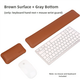 Brown And Grey (Keyboard Wrist Guard + Mouse Wrist Guard) Premium Dual-Sided PU Leather Keyboard Wrist Rest and Mouse Pad Set - Ergonomic Support for Comfortable Typing and Mouse Use